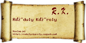 Ráduly Károly névjegykártya
