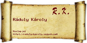 Ráduly Károly névjegykártya